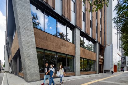 Entrance to Japan's first hybrid timber hotel