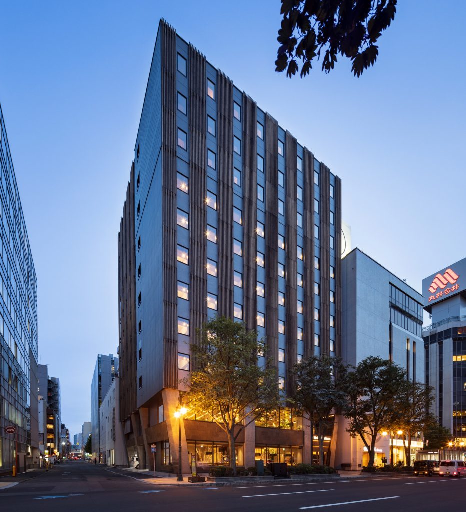 Exterior of the Royal Park Canvas hotel in Sapporo, Japan, by Mitsubishi Jisho Design