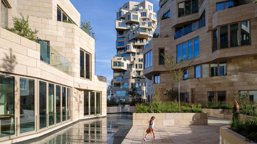 Geometric buildings with jutting balconies by MVRDV