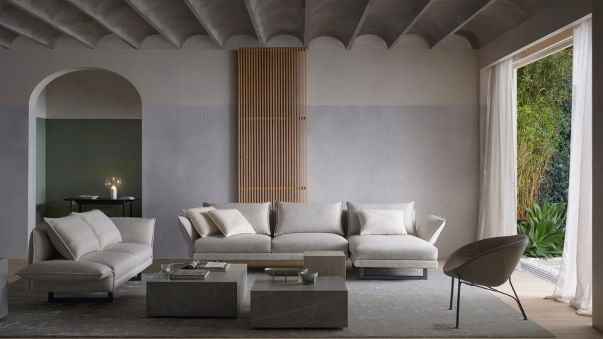 Photograph showing sofa in living room