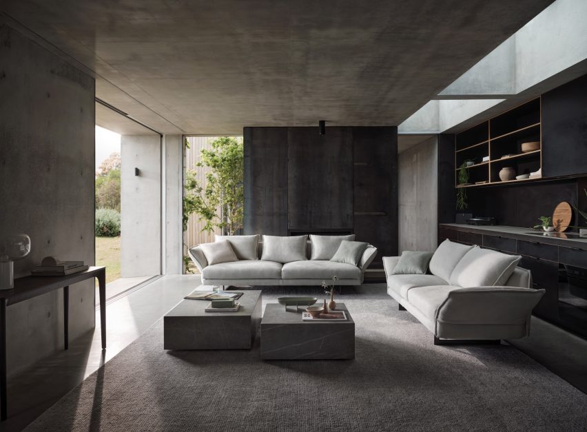 Photograph showing sofa in living room