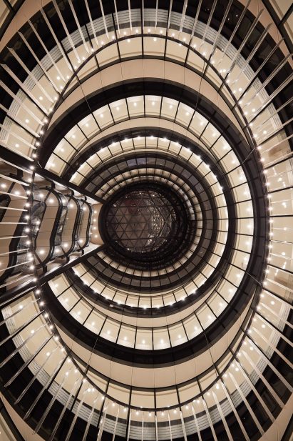 View up into oval office atrium