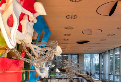 Lobby of 50 Hudson Yards with Frank Stella sculpture work