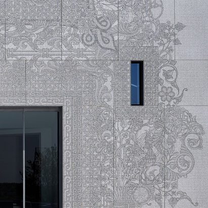 The close up facade of the Armenian church in Texas