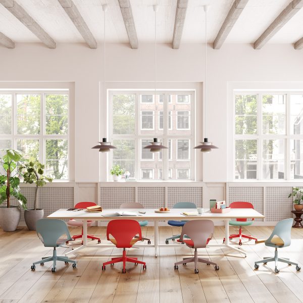 A photograph of the Zeph Chair in an office