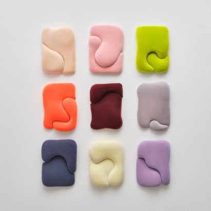 Nine sculptures by Kristine Mandsberg that reference a human embrace
