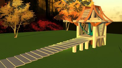 Render of an astronomy tower with walkway