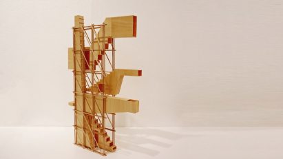 Image of a wooden model with stairs