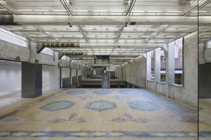 First floor of multi-brand store in Shanghai designed by Dongqi Design with geometric flooring