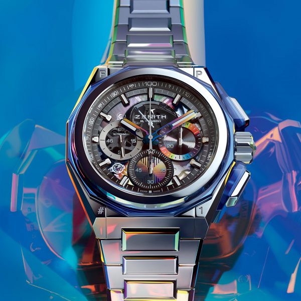 A close up photograph of the Zenith watch