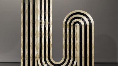Adam and Arthur create statuesque cabinet inlaid with over 16,000 pieces of straw