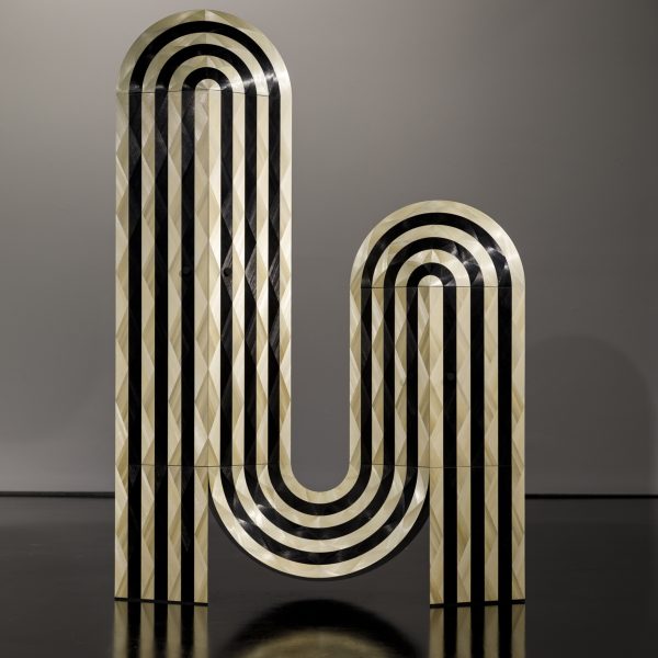 Adam and Arthur create statuesque cabinet inlaid with over 16,000 pieces of straw