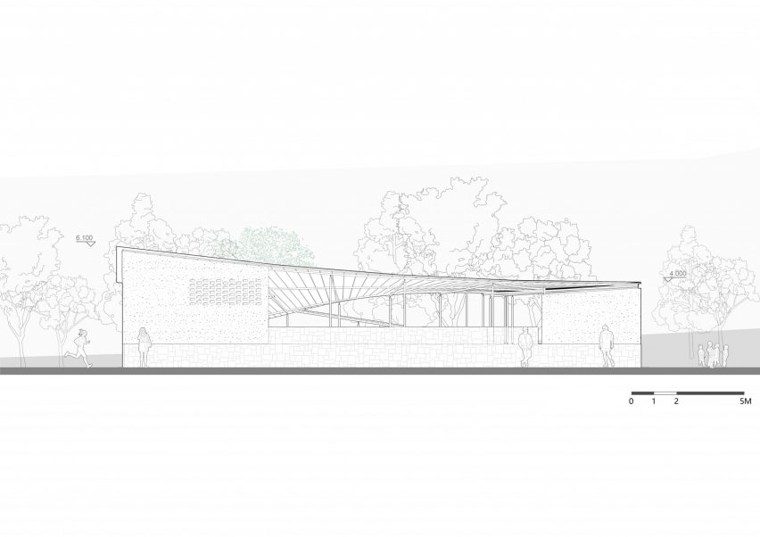 Section drawing of Yong'an Village Community Hub by Archi-Union