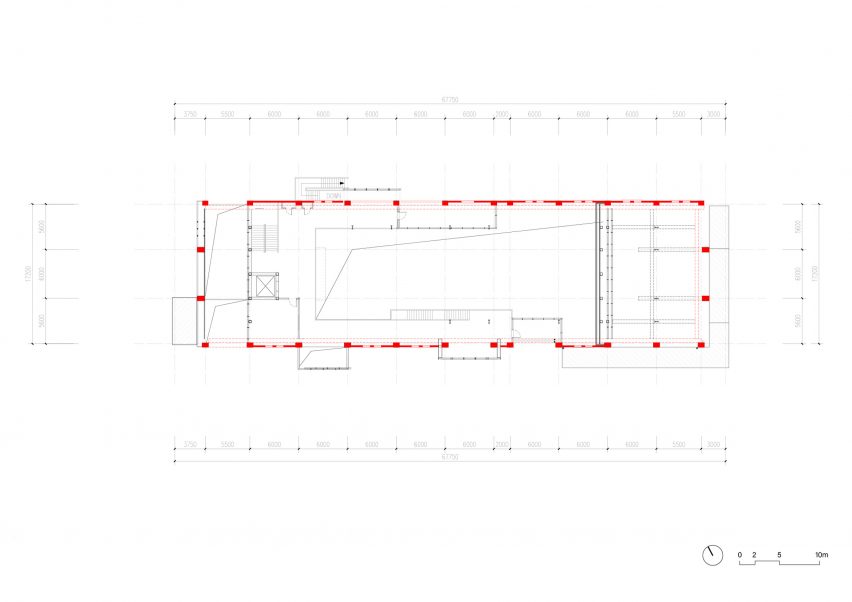 Third floor plan drawing of Shajing Village Hall