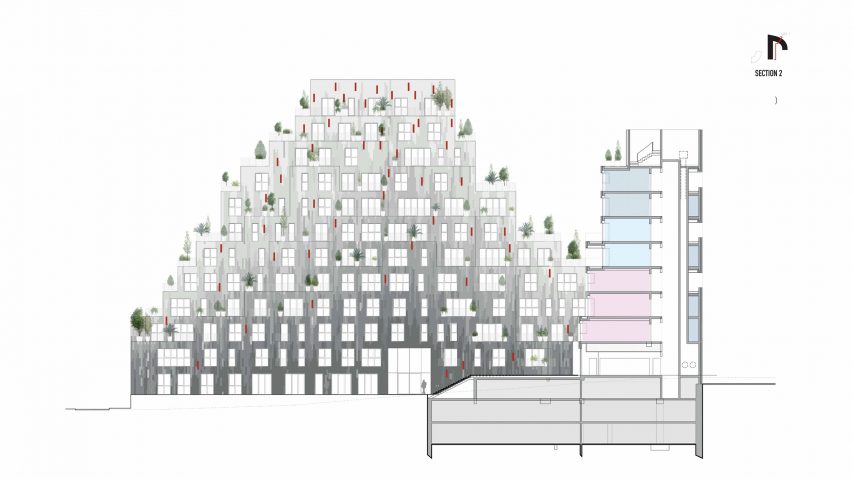 Section of Ascension Paysagère by MVRDV