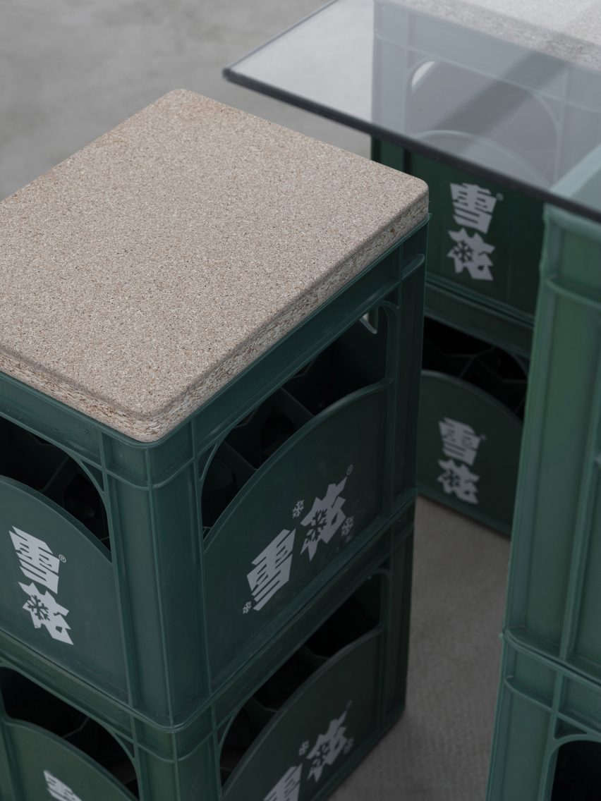 300 beer cases make up the furniture in this pop-up coffee shop in Shenyang