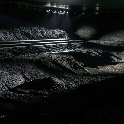 Santiago Sierra creates mud runway for Balenciaga during Paris Fashion Week