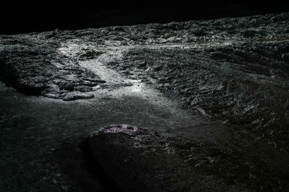 Image of the mud runway at the Balenciaga fashion show