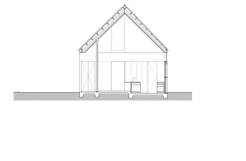 Section drawing of Barwon Heads House by Adam Kane Architects