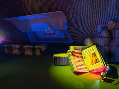 A soft book with yellow light on it