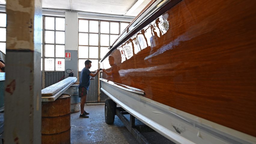 Mahogany on Venetian boat