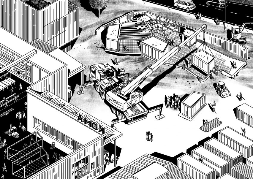 Construction drawing of Modular Research Centre by Chybik + Kristof