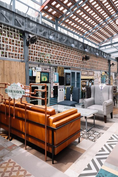 Abandoned sofas in restaurant