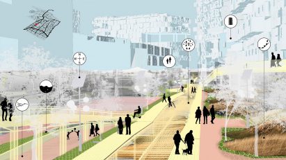 Visualisation of exterior urban space with labelling