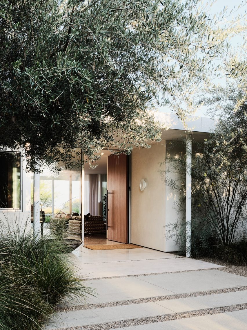 Entrance to Clear Oak Residence by Woods + Dangaran