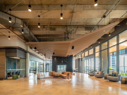 405 Colorado glass topped skyscraper Austin interiors