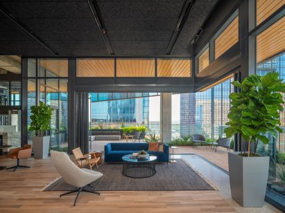 405 Colorado glass topped skyscraper Austin interiors