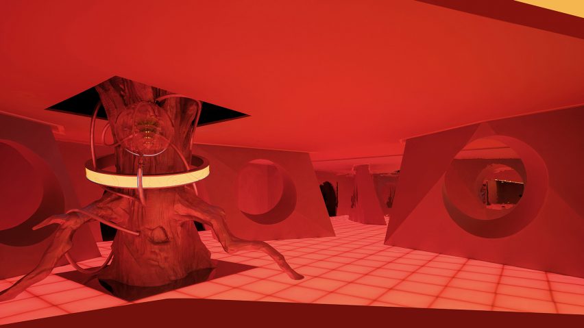 Escape room with red floor