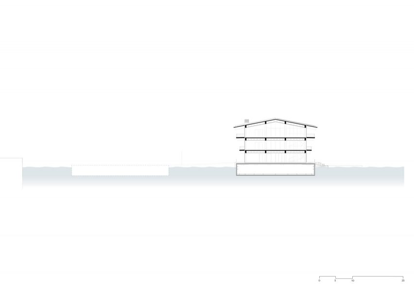 Floating Office Rotterdam, cross section