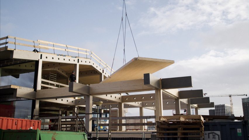 Floating Office Rotterdam under construction