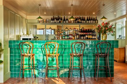Green tiled bar