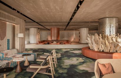 Interior of the Grand Emily Hotel Lobby in Ukraine