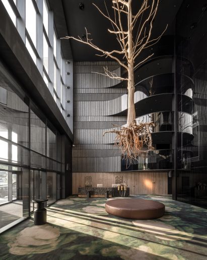 Hotel lobby of Emily Resort in Ukraine