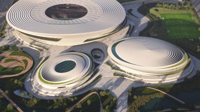Aerial visual of Hangzhou International Sports Centre