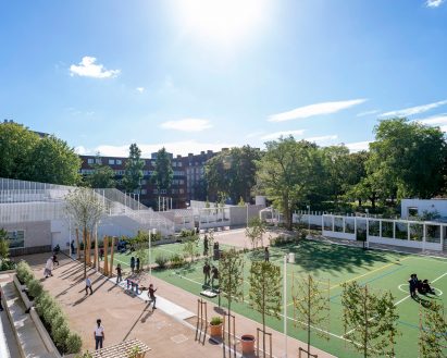 Exterior image of the outdoor play areas at Edith Neville Primary School