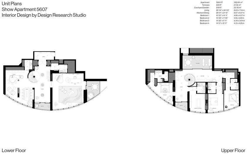 Plans of One Park Drive penthouses