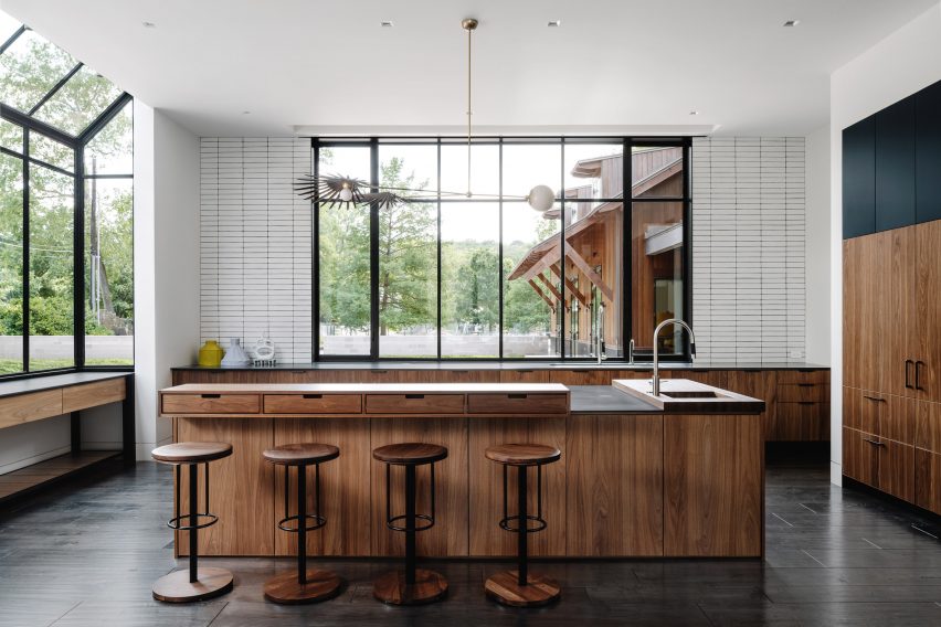 Kitchen featuring walnut millwork