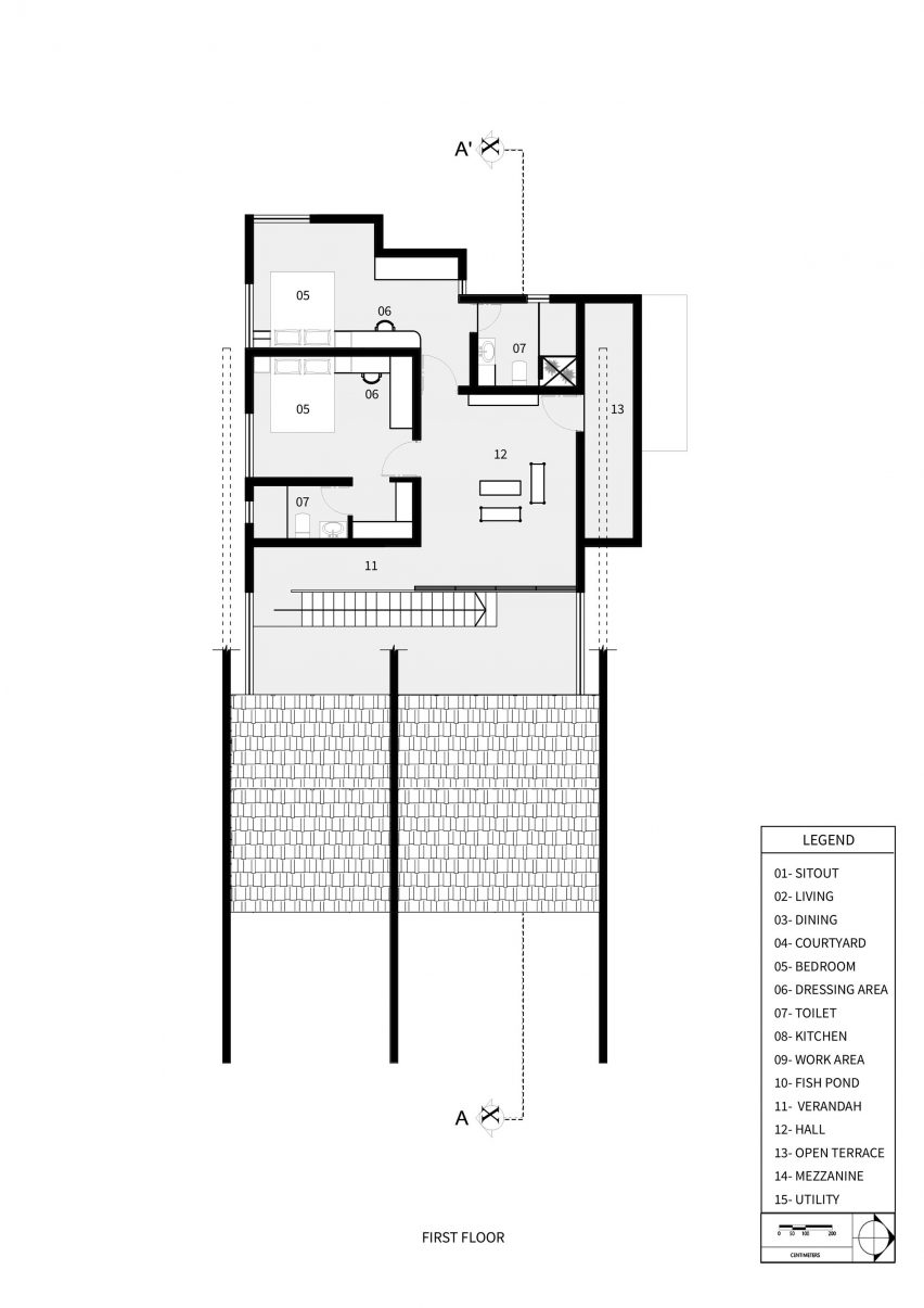 First floor plan of House of Noufal by 3dor Concepts