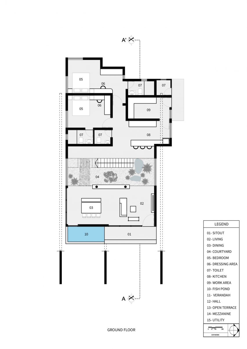 Ground floor plan of House of Noufal by 3dor Concepts