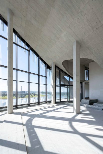 Concrete-lined interior of tower in Germany