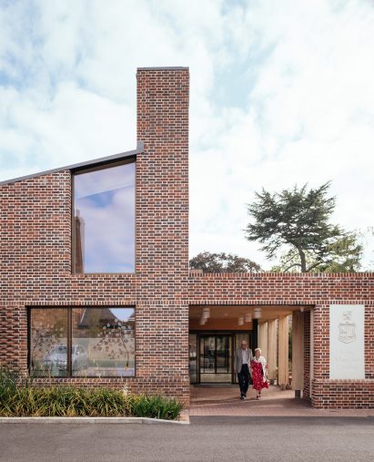 Brick facade of John Morden Centre by Mae Architects