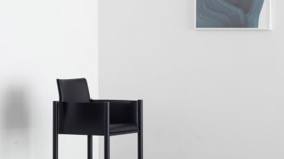 Black wooden Kawara chair by Koyori
