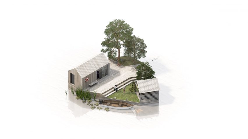 Floating building in Land on Water by MAST