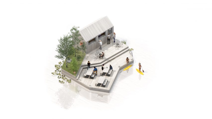 Floating restaurant in Land on Water by MAST