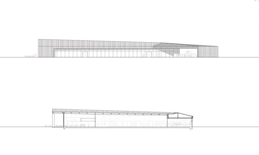 Section of Leubinger Fürstenhügel service station by MONO Architekten