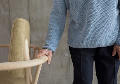 Handrail detail on Lotte armchair by Sarah Hossli
